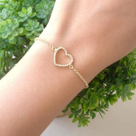 Pulseira coração Semijoia dourada