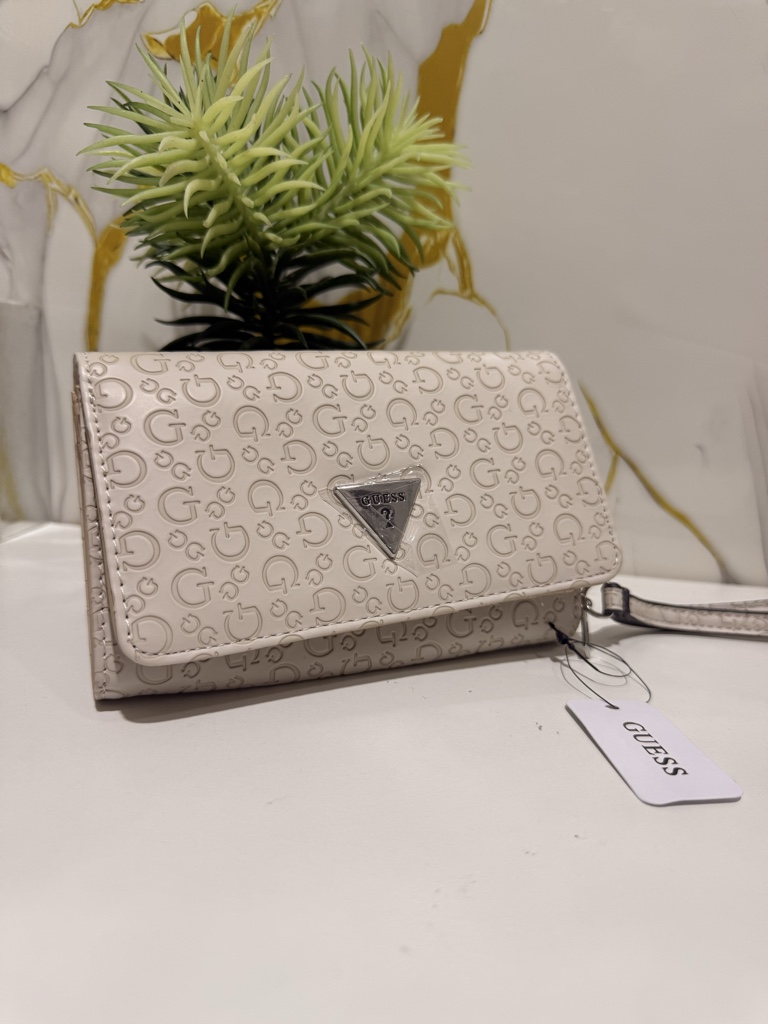 Billetera 3 de alas Guess Beige