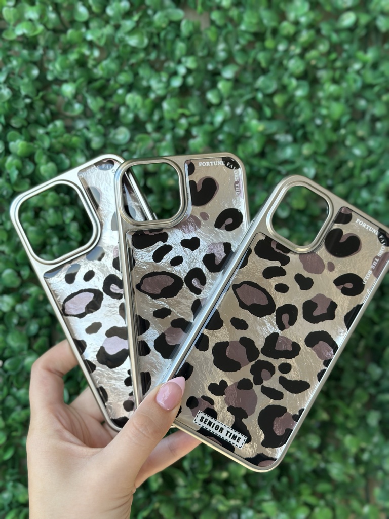 Funda leopard plateada