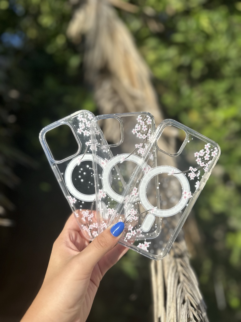 Funda transparente MagSafe flores