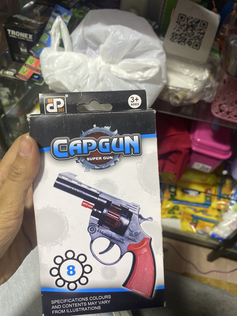 CAPGUN pistola juguete negra roja