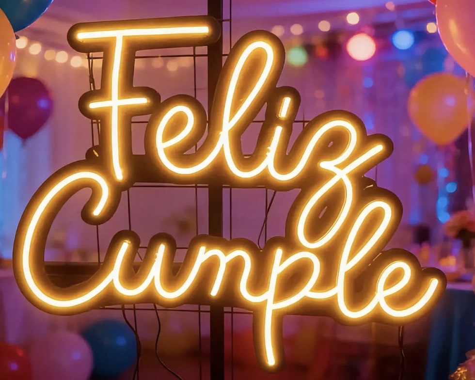 Letrero neon "Feliz Cumple"
