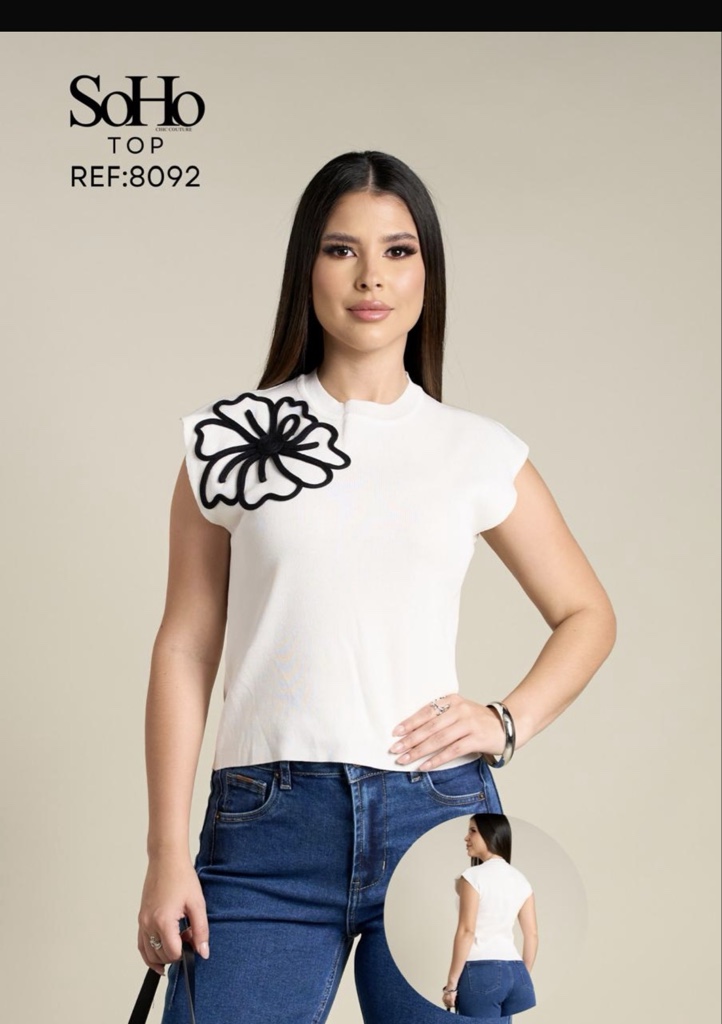 SoHo blusa flor hombro-8092