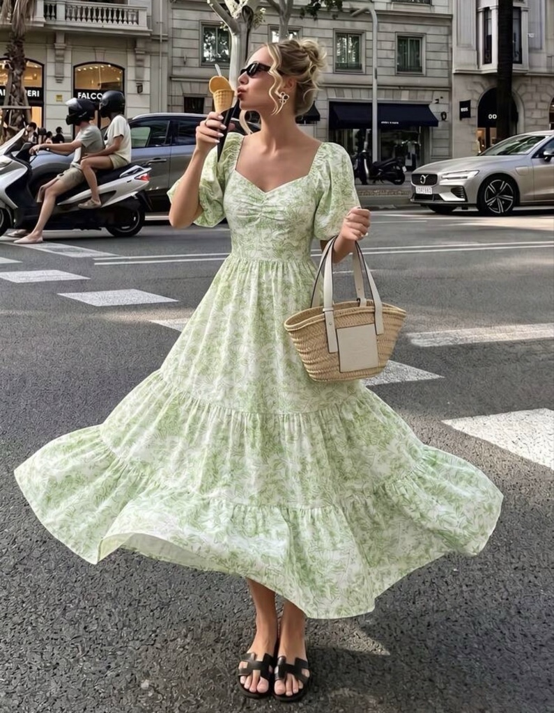 Vestido verde floreado SH