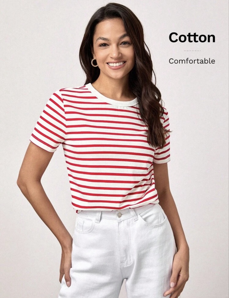 Camiseta rayas rojas Cotton SH