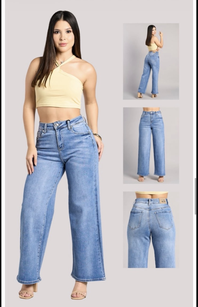 Jeans wide leg azul dama- 101105