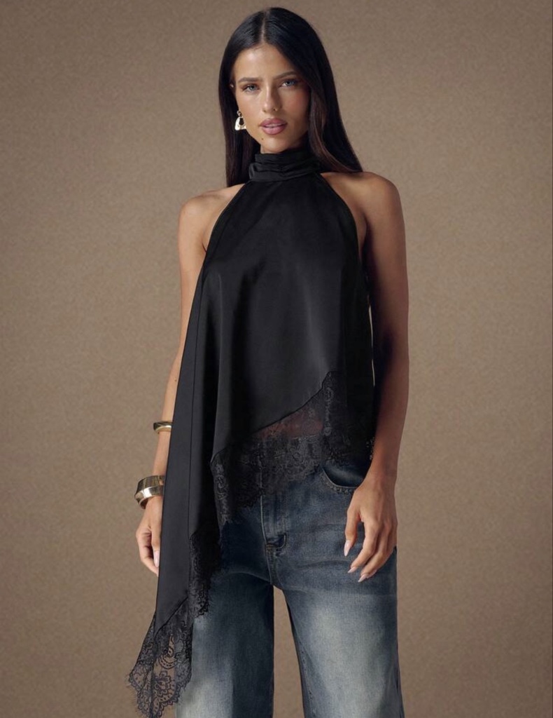 Blusa asimétrica encaje SH