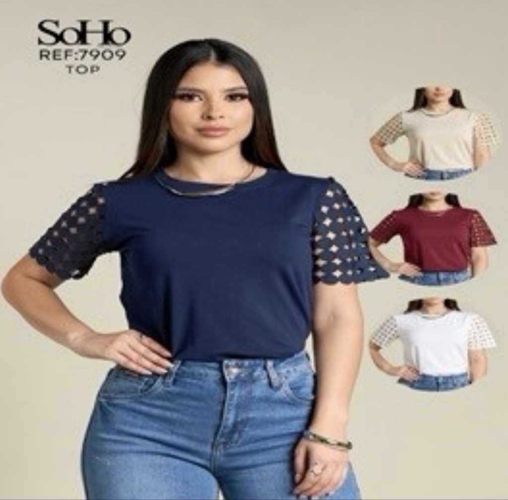 SoHo Blusa diseño en mangas-7909