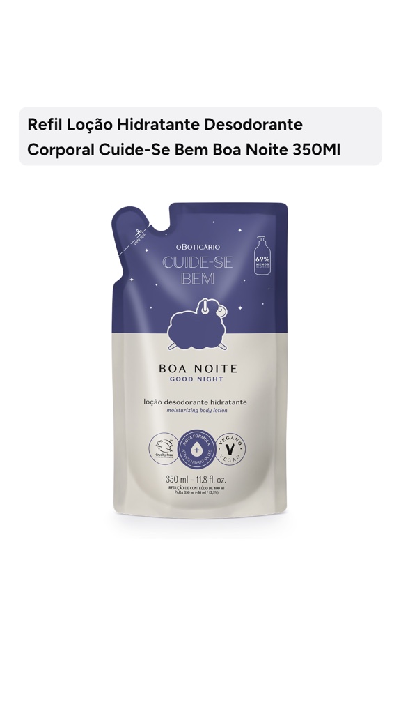 Refil Hidratante cuide-se Bem Boa Noite