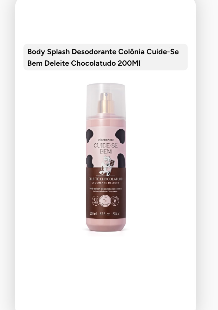 Body splash Deleite chocolatudo