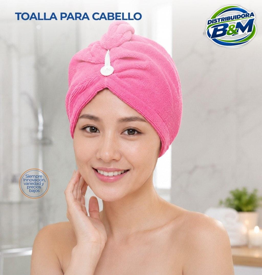 Toalla para cabello rosa