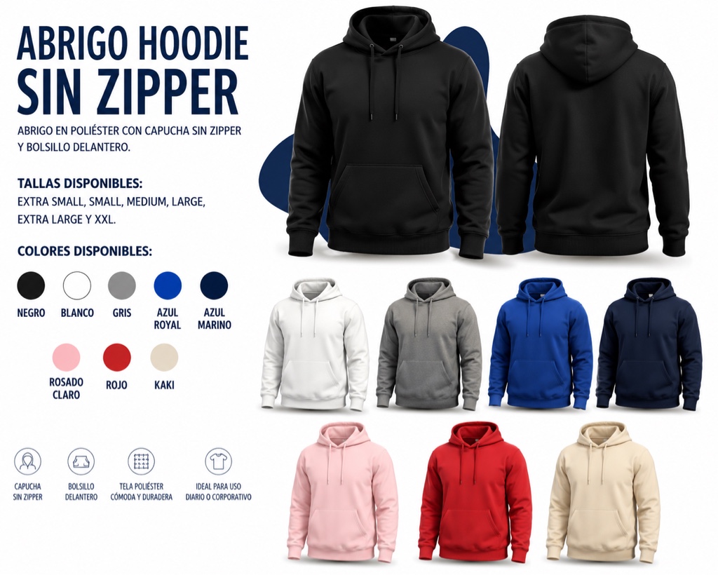 Abrigo hoodie sin zipper