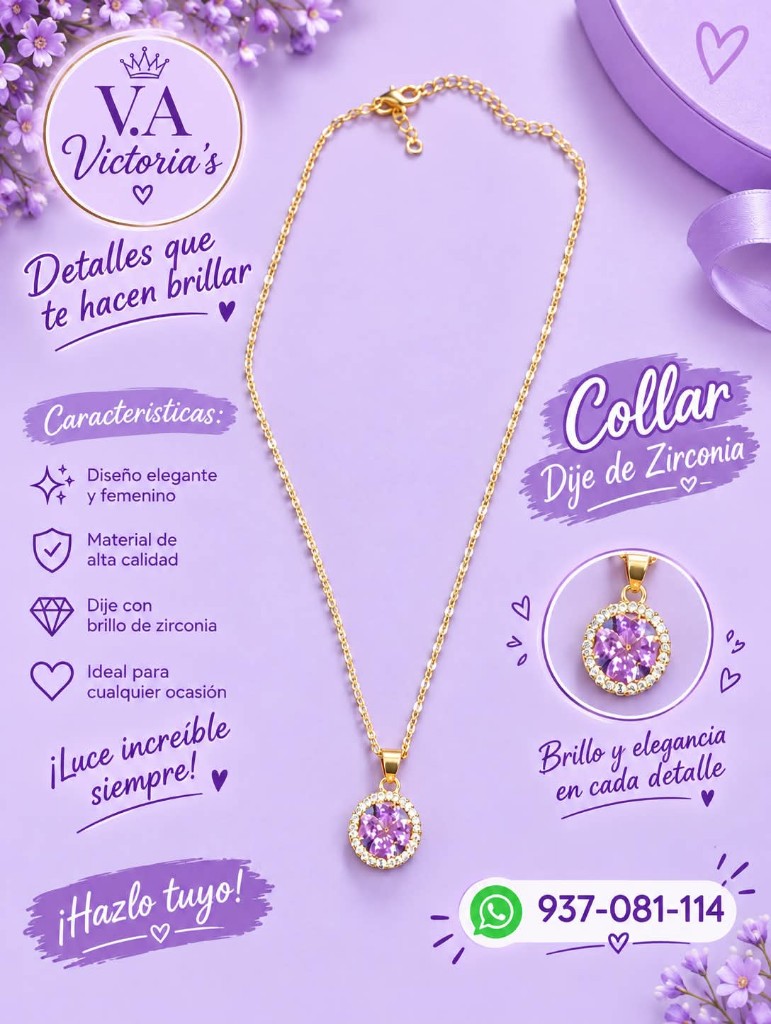 COLLAR  TREBOL ROSADO CON ZIRCON