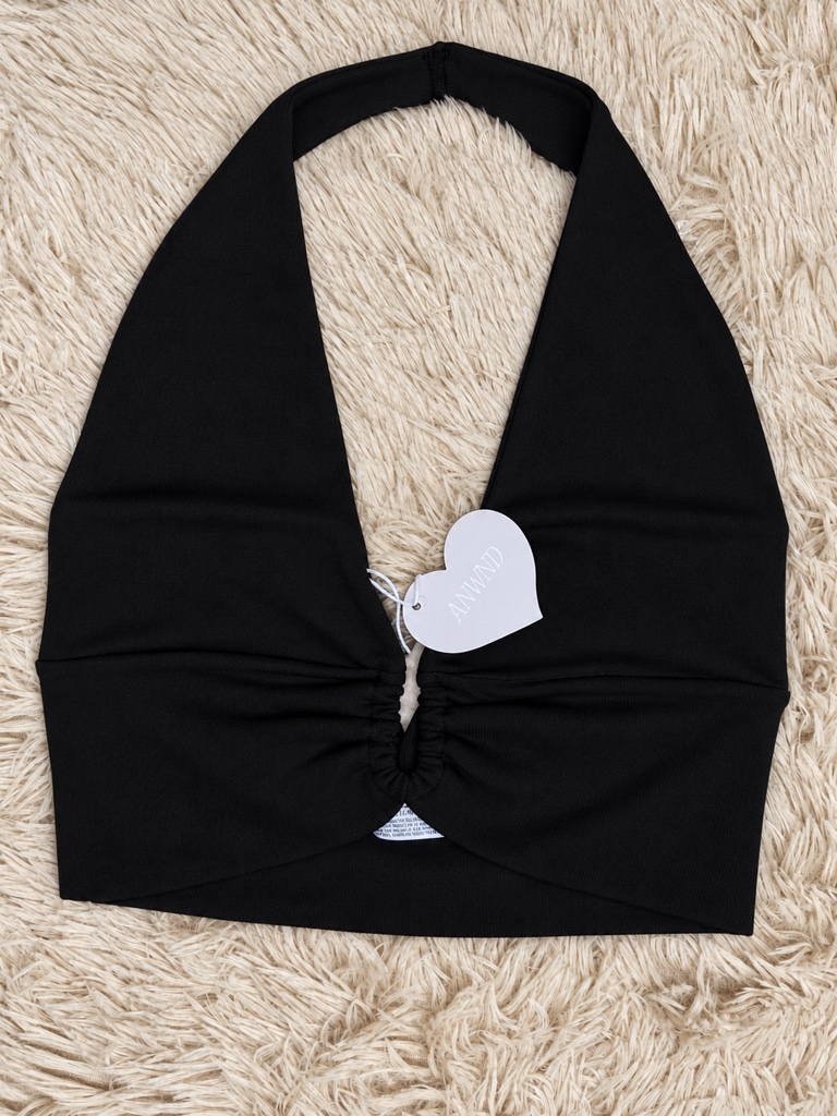 56355ML-N CROP TOP HALTER NEGRO