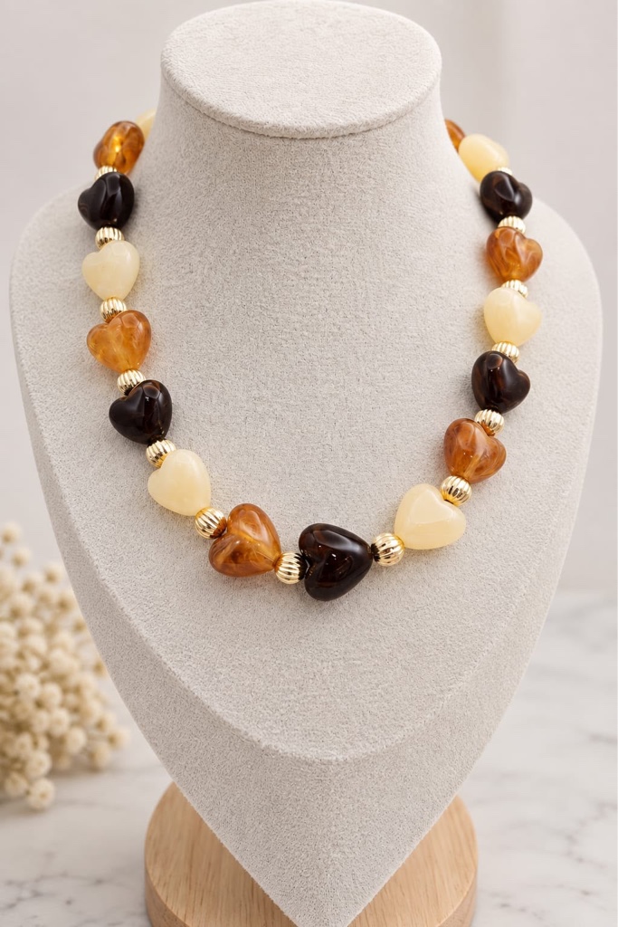 Collar de corazones ámbar