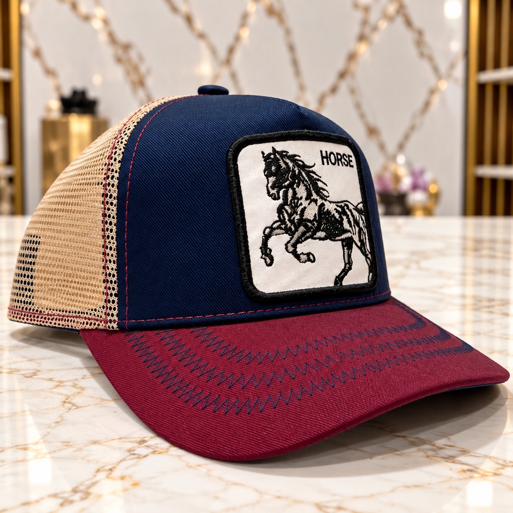 GORRA HORSE azul y vino