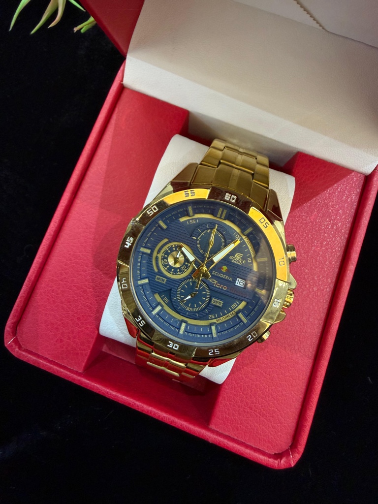 Reloj Casio Edifice dorado azul