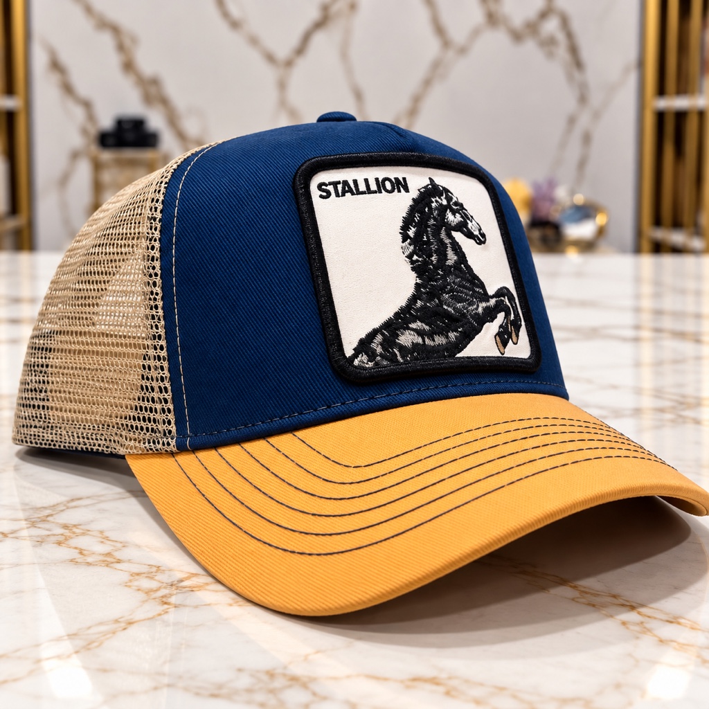 STALLION gorra azul y amarilla