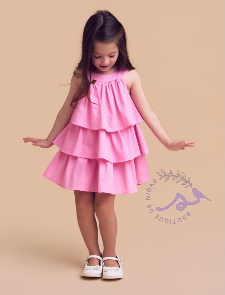 Vestido capas rosa niña