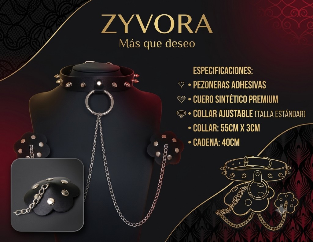 Collar negro con pezoneras
