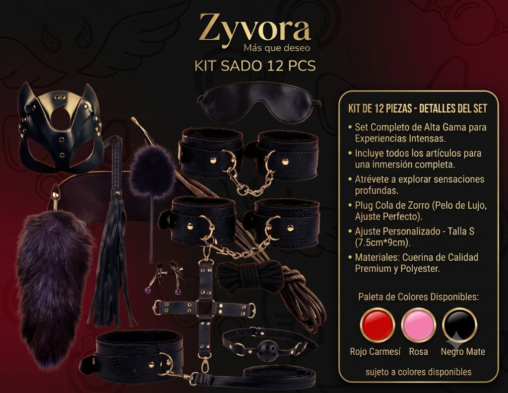 kit BDSM negro 12 pcs