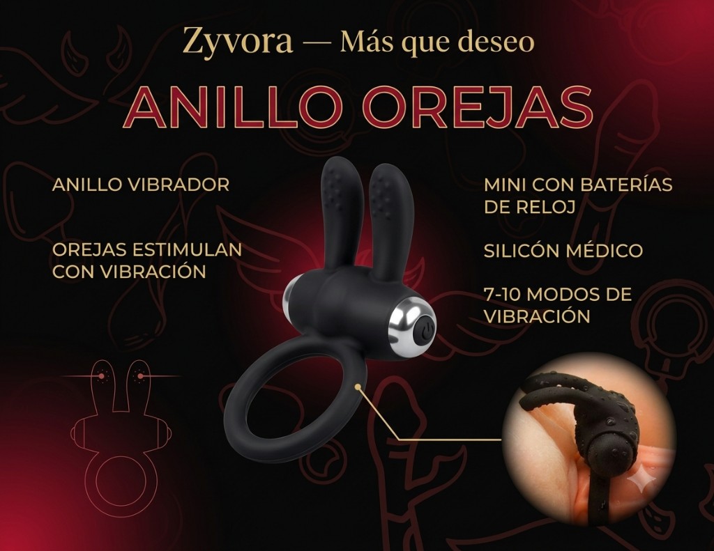 Anillo orejas vibrador negro