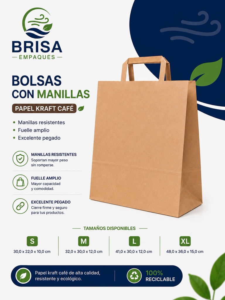 Brisa bolsa kraft café talla L