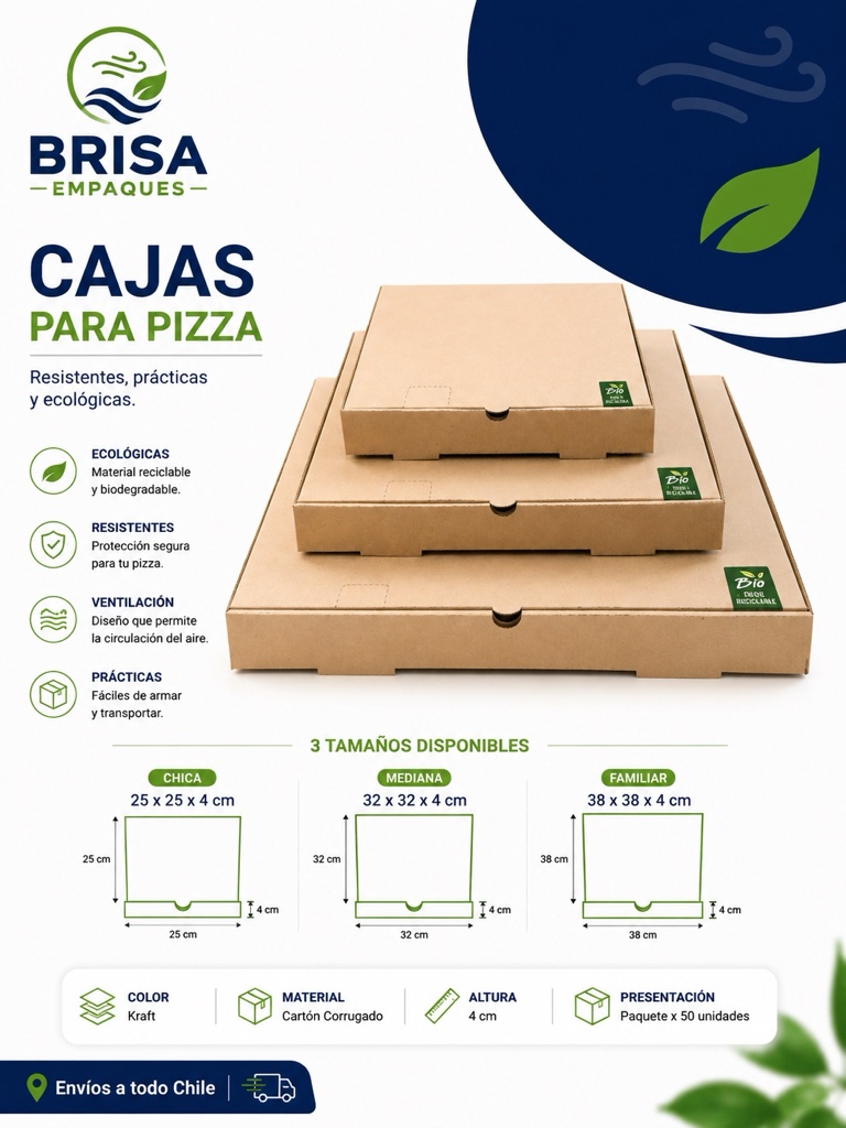 cajas pizza kraft Grande 38x38x4