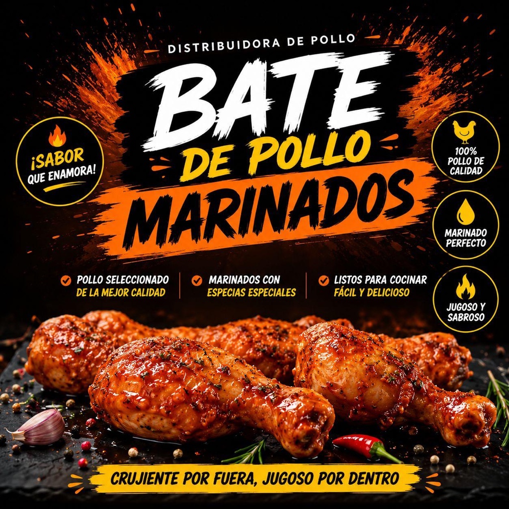Bate de pollo marinado