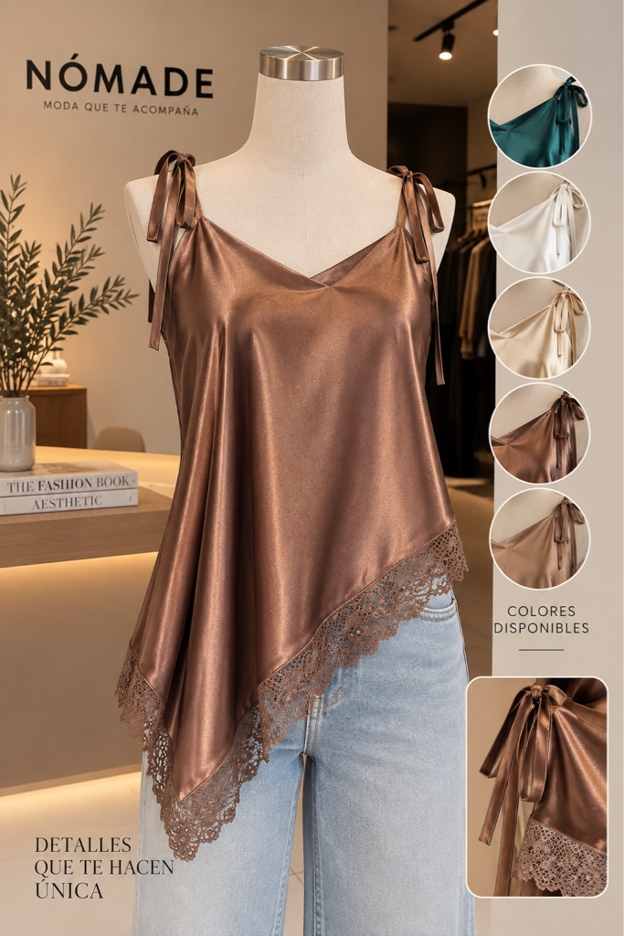 CAMISOLA SATINADA ENCAJE