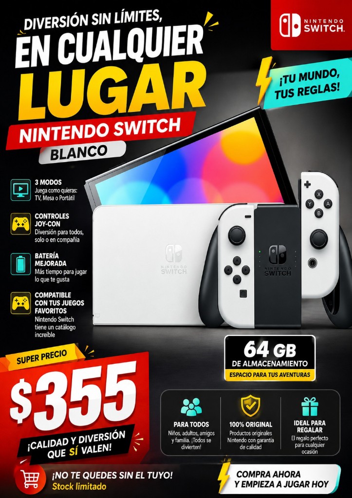 Nintendo switch oled 64 GB blanco