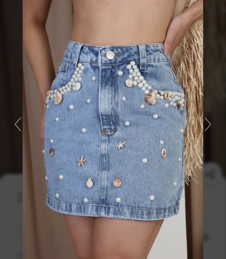 Saia jeans conchas