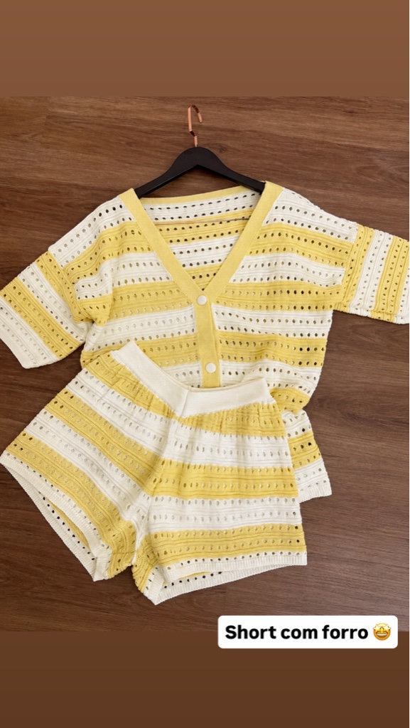 Conjunto tricô listrado