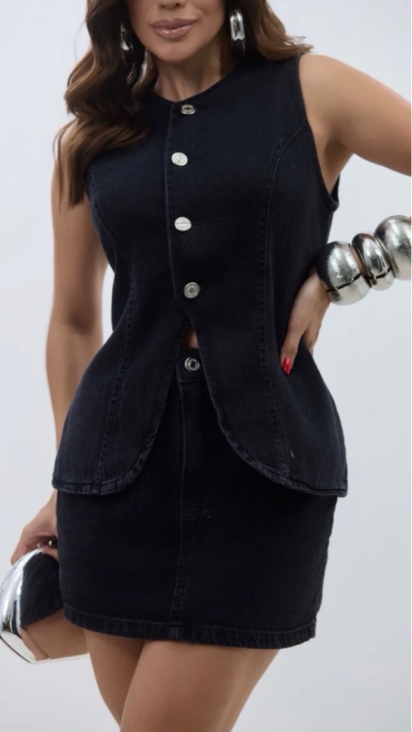 Colete jeans preto