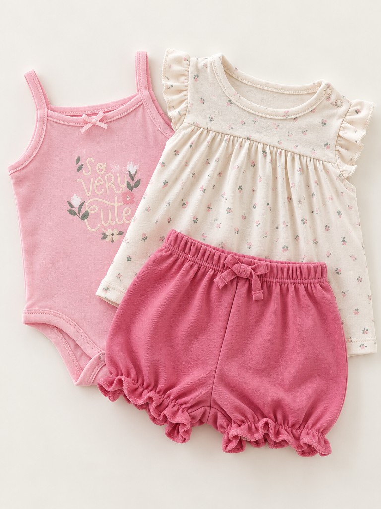 Conjunto beige floreado 3 piezas