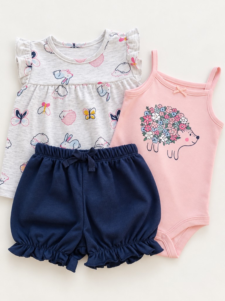 Conjunto cuerpo espin floreado 3 piezas