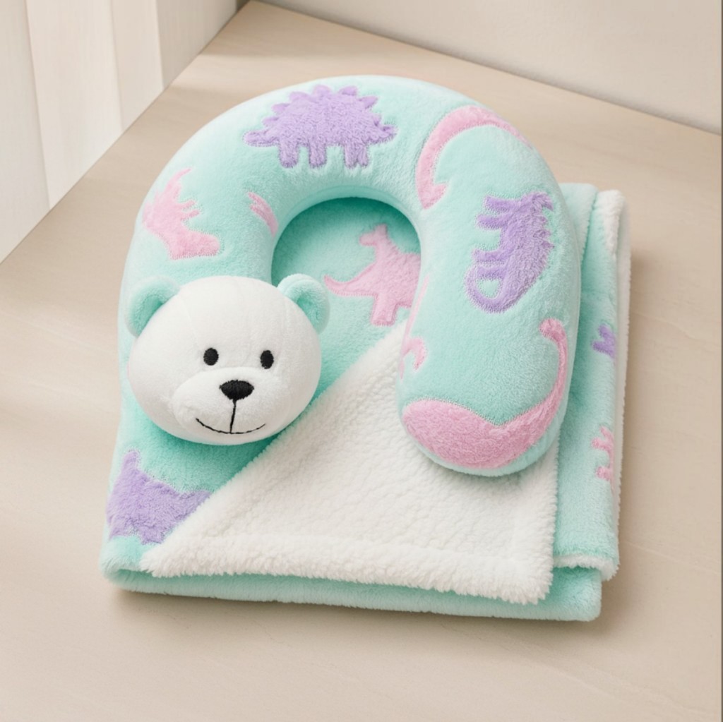 Manta con almohada verde agua