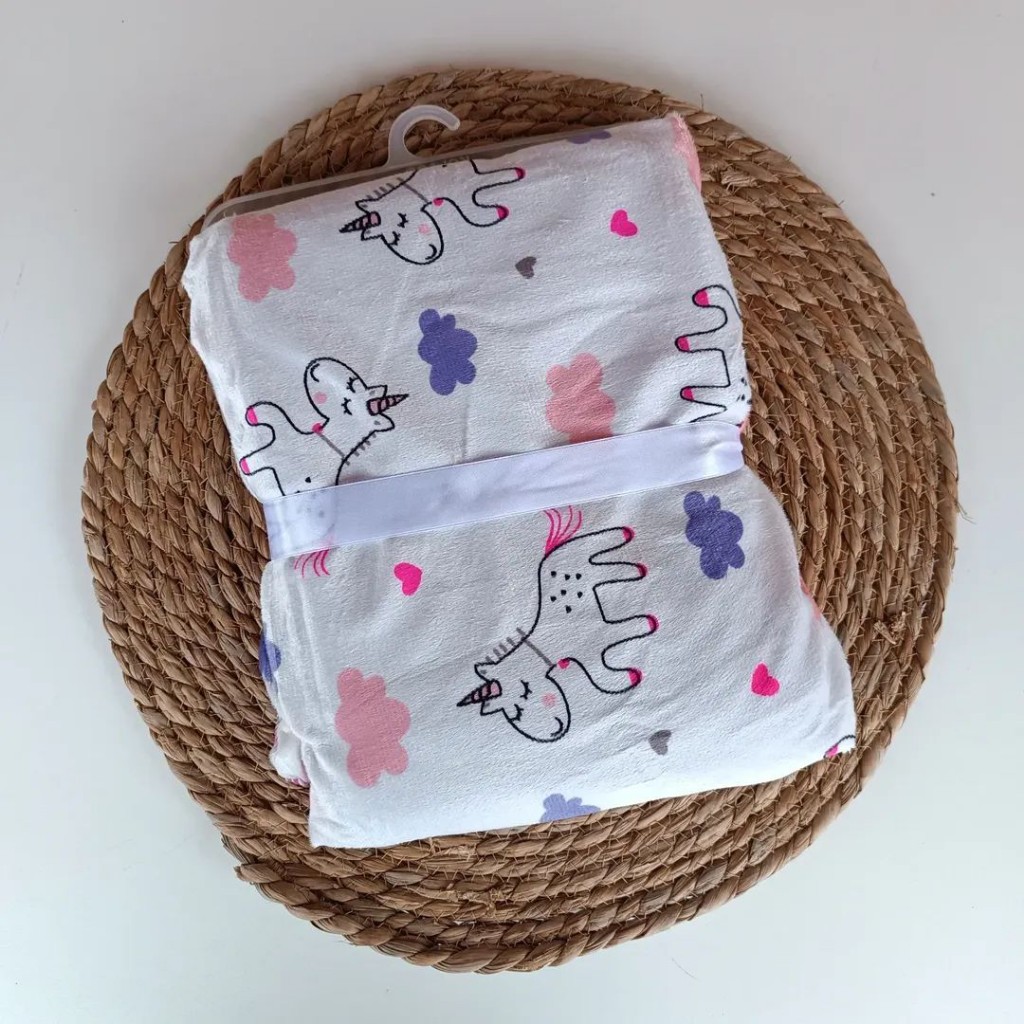 Manta felpuda lila unicornios