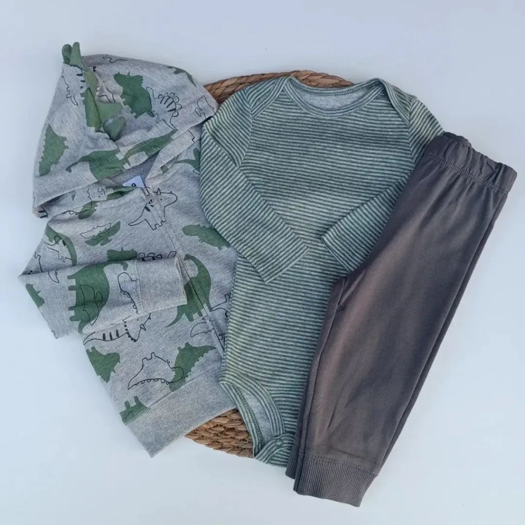 Conjunto de dinosaurio verde con gris oscuro
