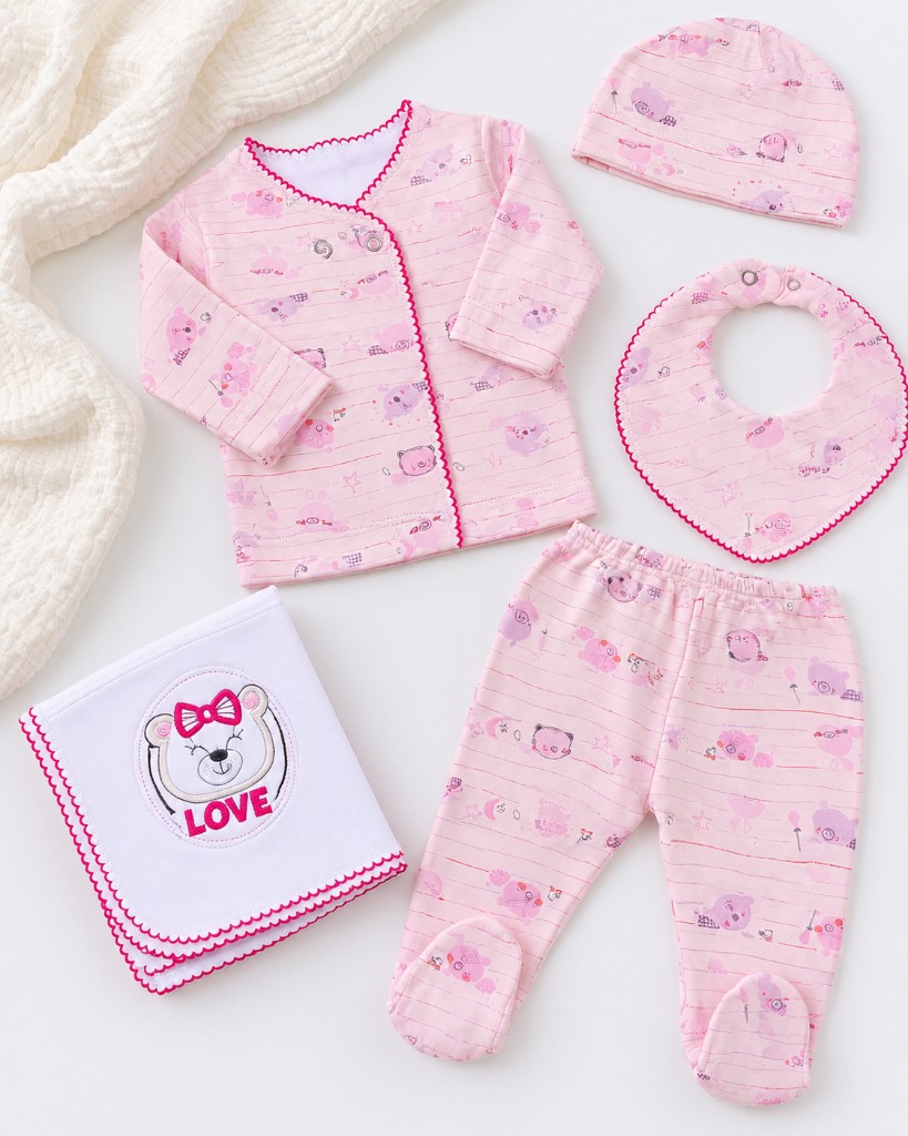 Set de bienvenida rosa estampado