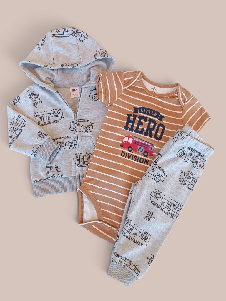 Conjunto hero marrón con gris