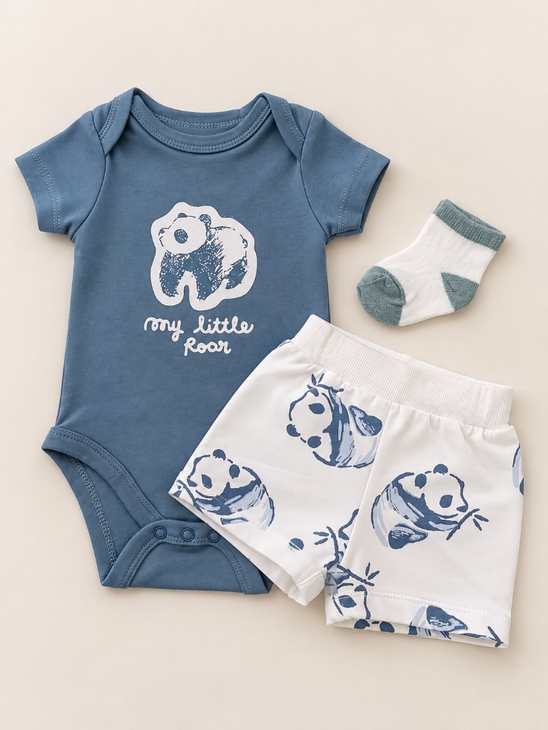 Conjunto oso panda azul