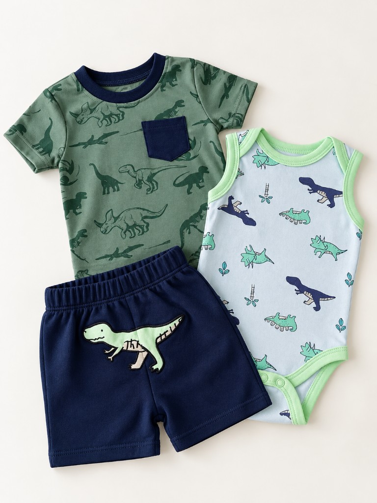 Conjunto dino verde 3 piezas