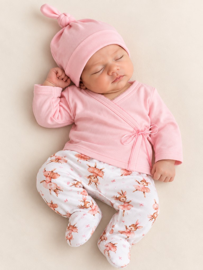 Ajuar de nacimiento rosa bambi 4 piezas