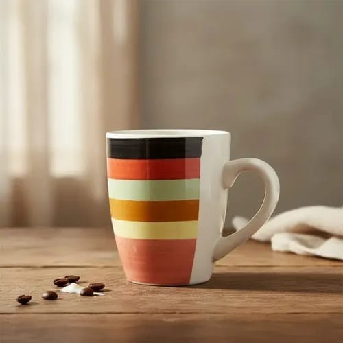Taza de loza rayas