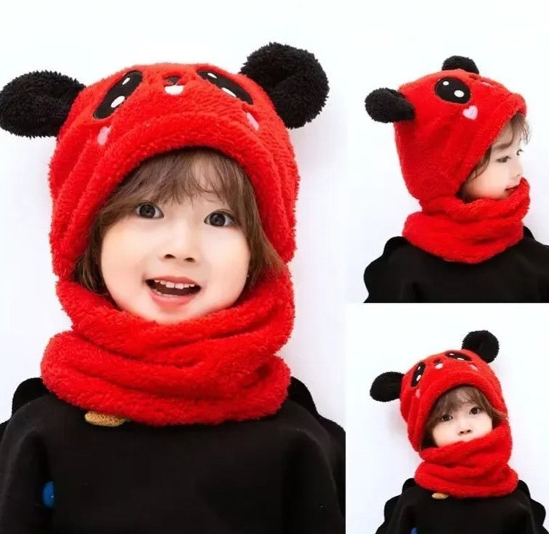 Gorro con  chalina para niños osito