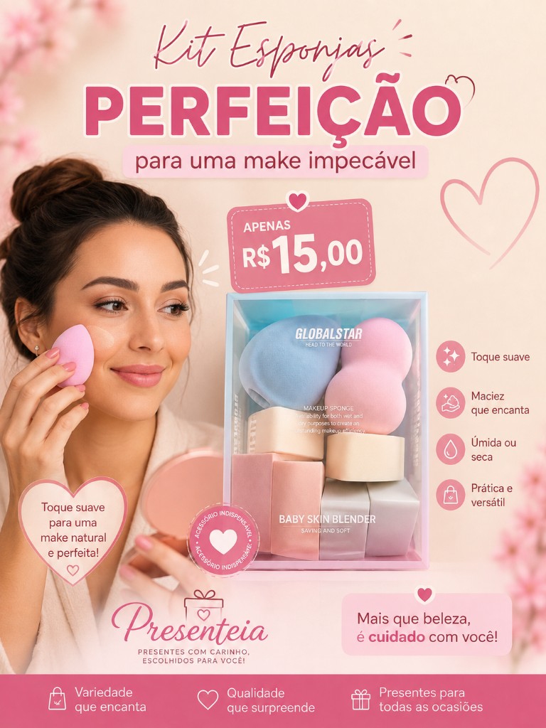 Kit esponja maquiagem
