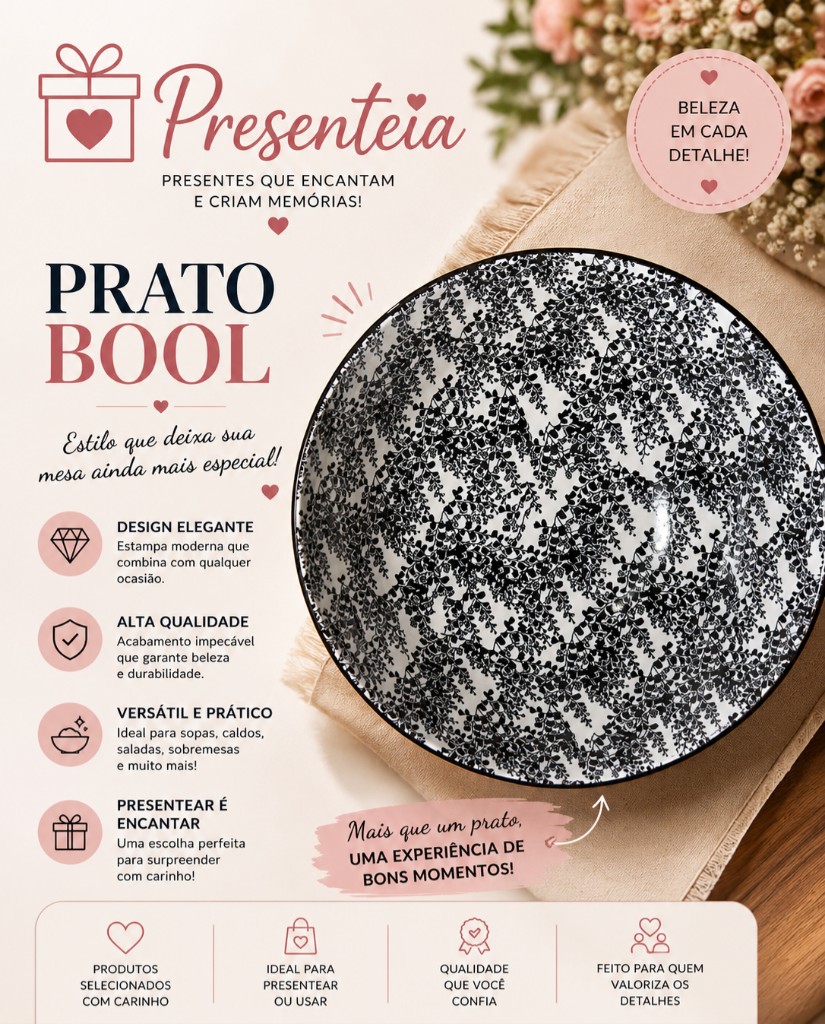 Prato boll florido preto