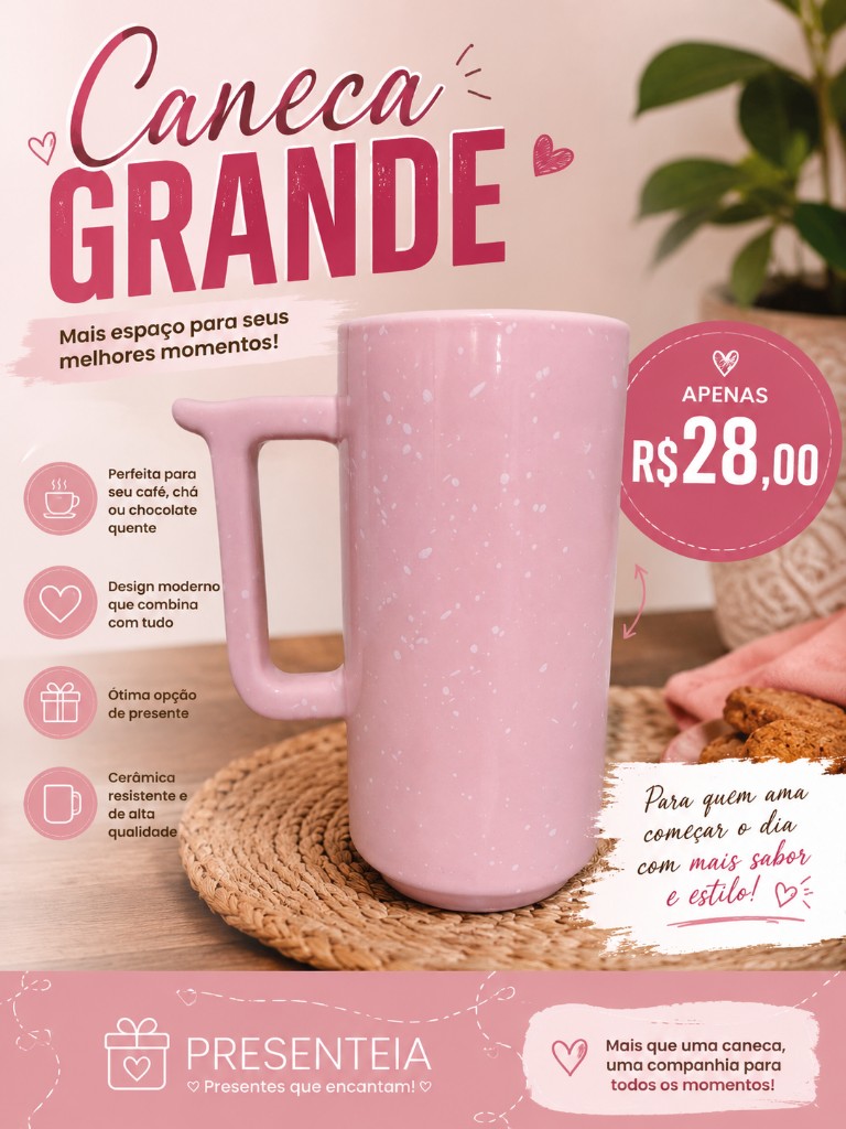 Caneca grande Rosa