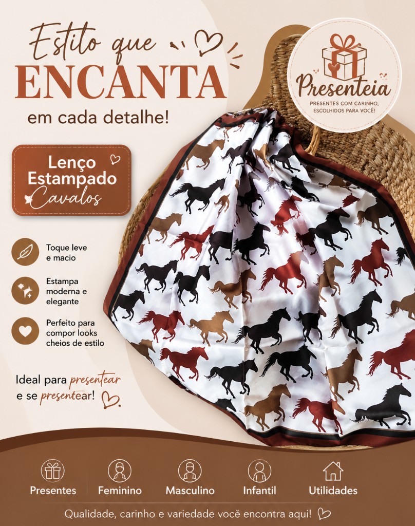 Lenço cavalos branco